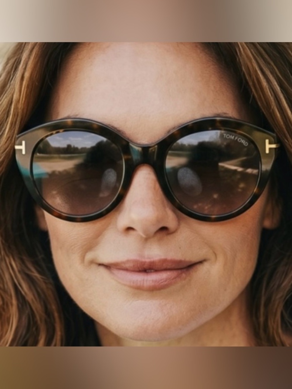Tom Ford Round Tortoiseshell Rosanna TF611 Sunglasses with Gold Accents
